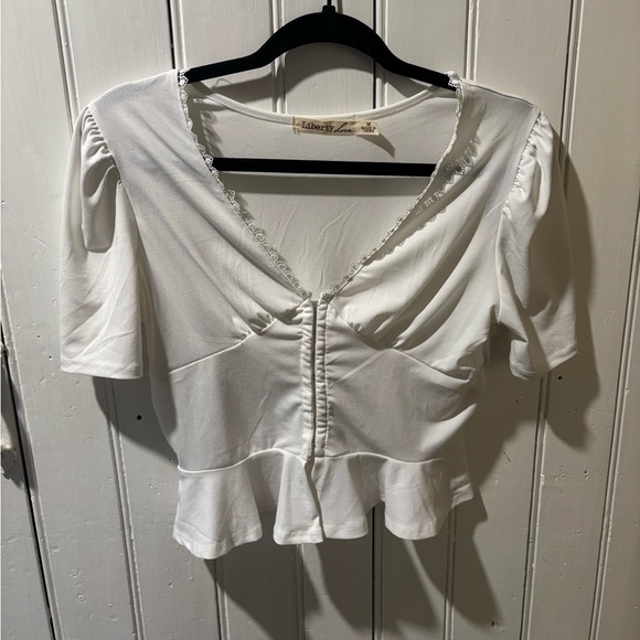 Liberty Love Tops - White Corset Style T-shirt